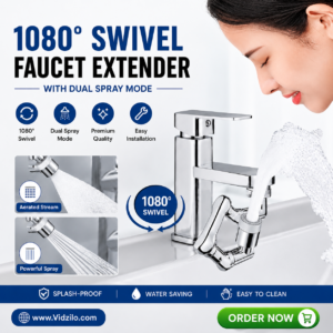 1080 degree rotatable faucet extender with dual spray mode for kitchen sink