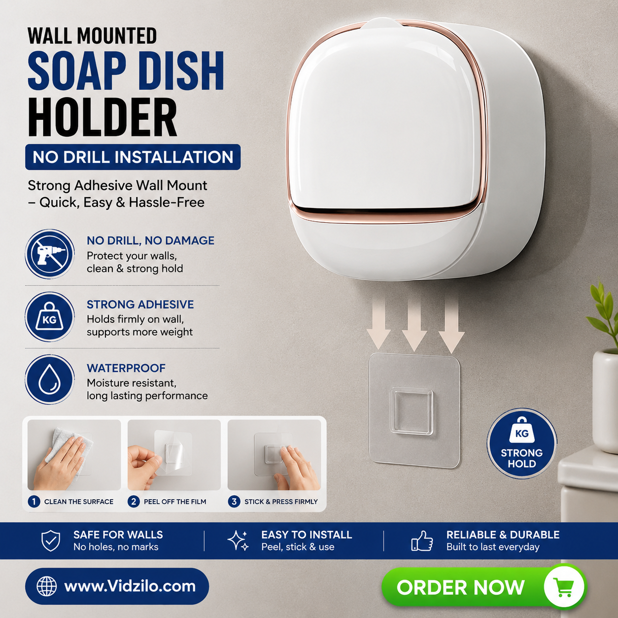 Bathroom Soap Holder Without Drilling Installation