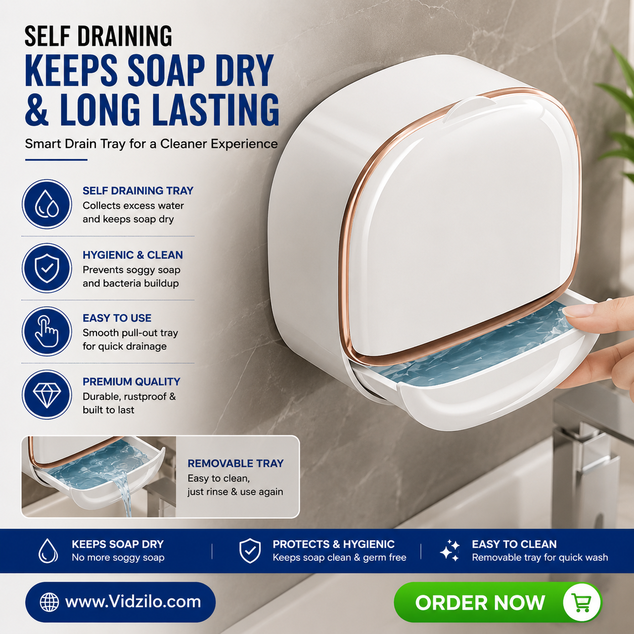 Soap Holder With Water Drain Tray Design