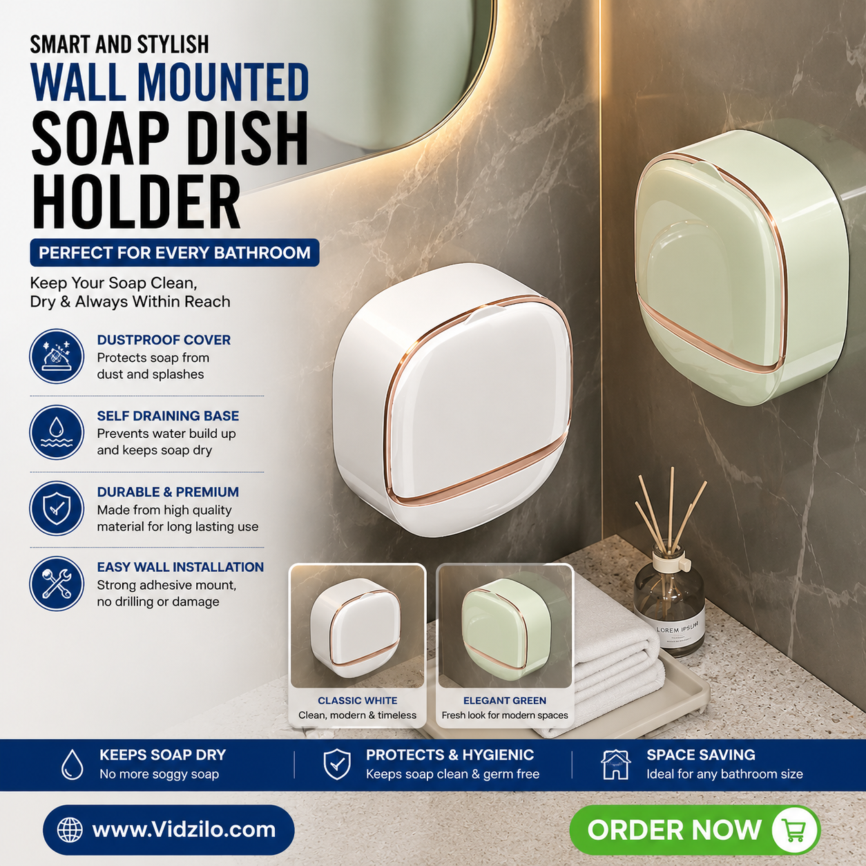 Wall Mounted Soap Holder for Kitchen and Bathroom