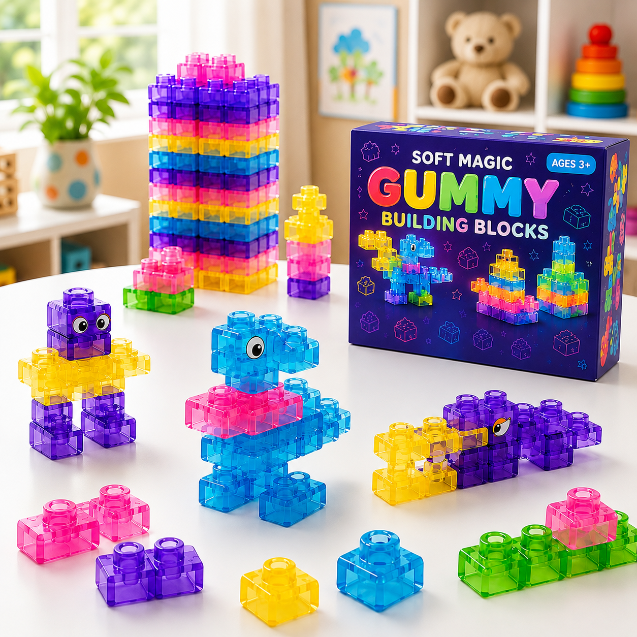 Magic gummy building blocks soft squishy sensory toy for kids