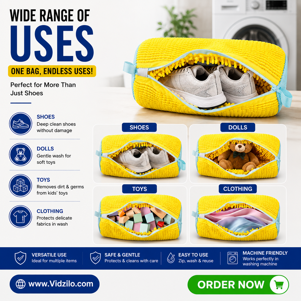 Premium Microfiber Shoe Laundry Bag with Durable Zipper