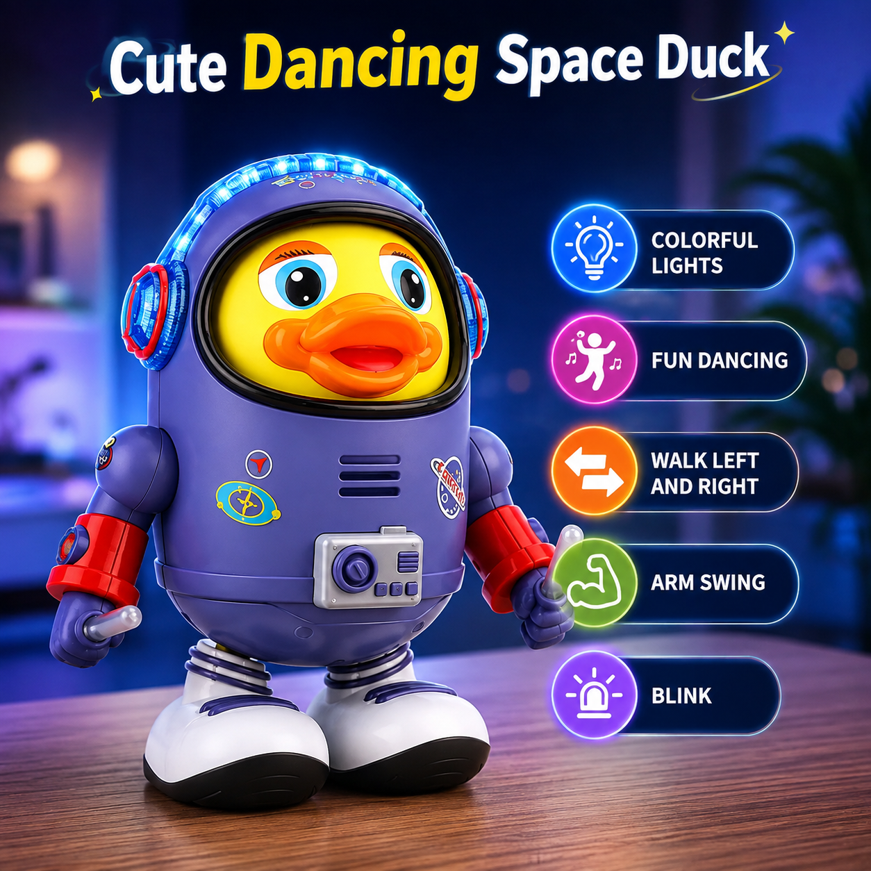 Interactive dancing duck toy for toddlers
