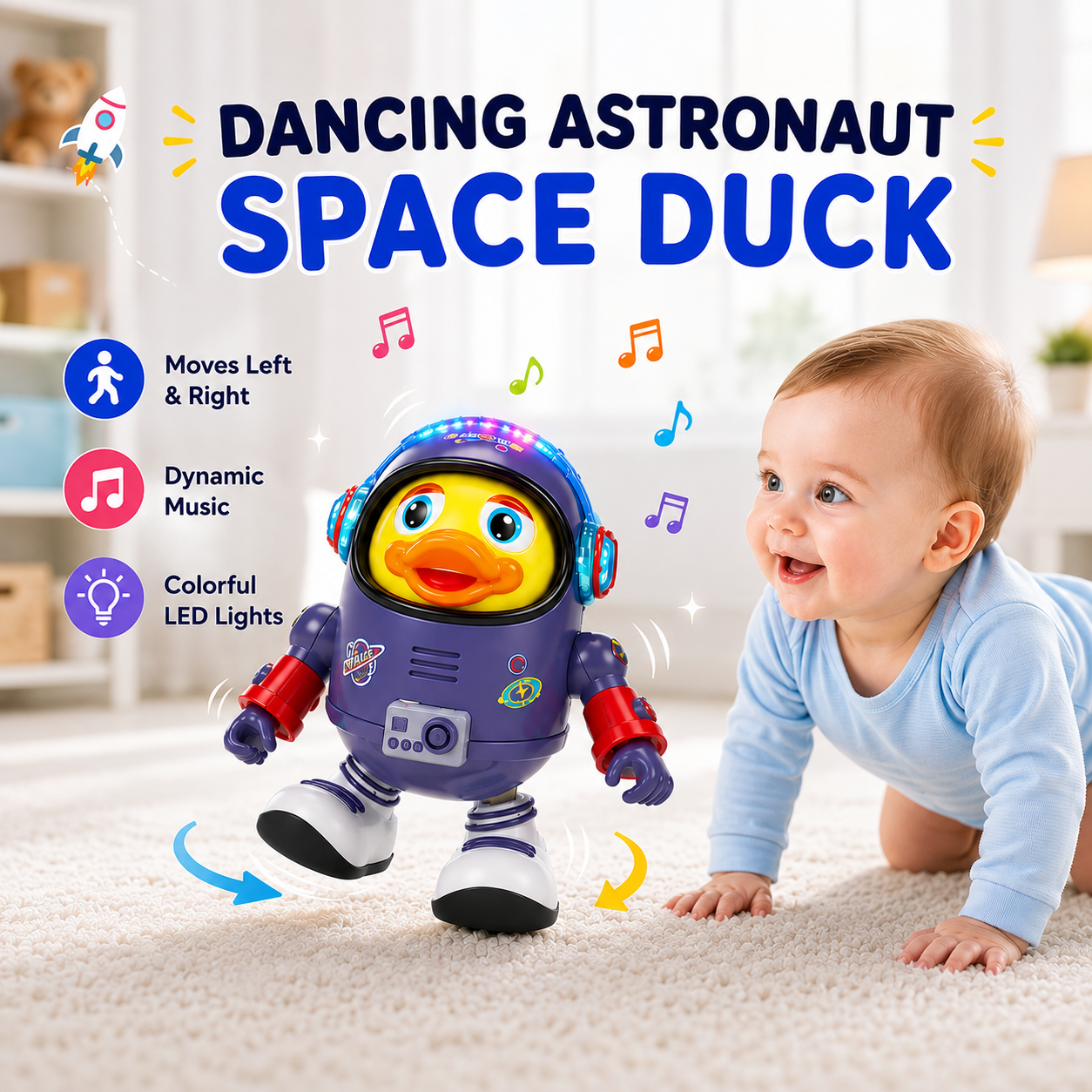 Musical astronaut duck dancing toy for children