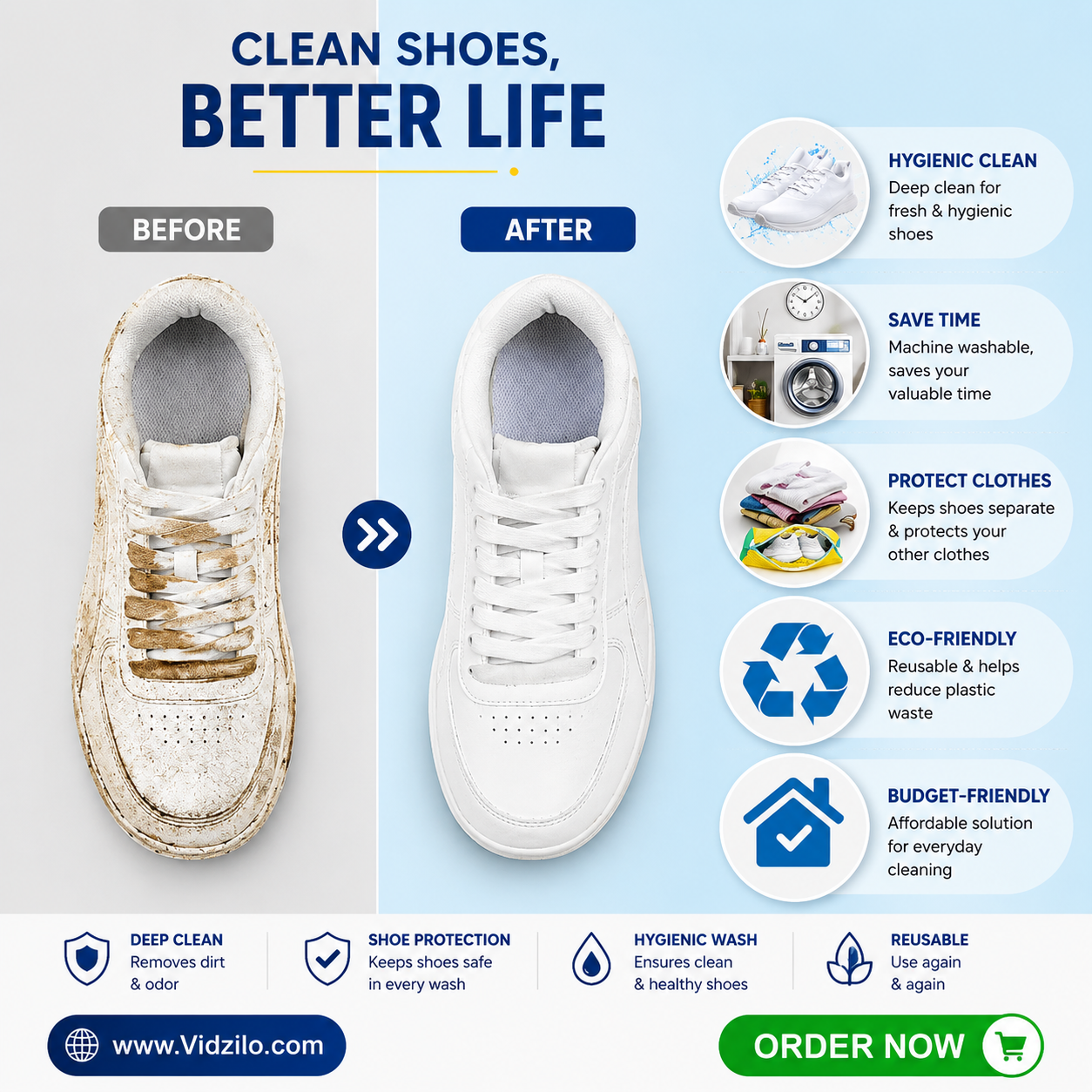 Deep Cleaning Shoe Washing Bag for Sneakers and Sports Shoes