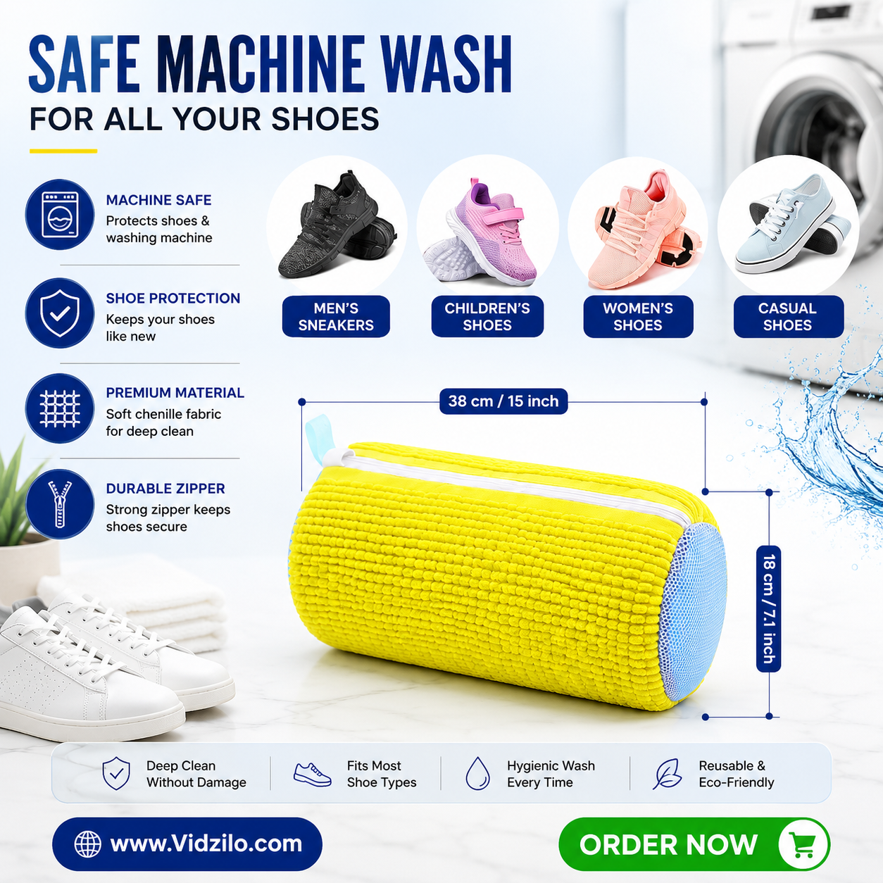 Premium Shoe Washing Bag Size and Product Dimensions