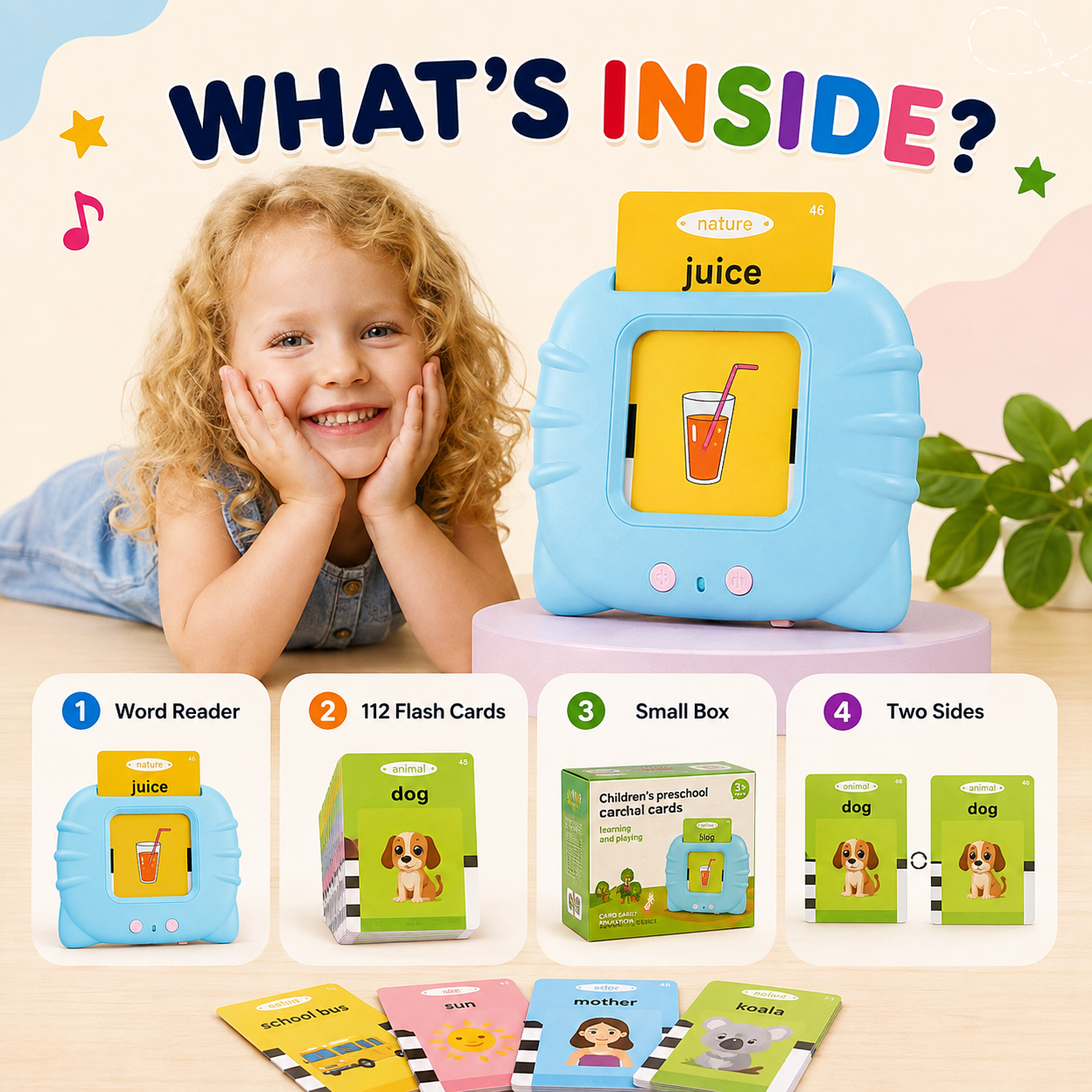 Interactive educational flash cards for children