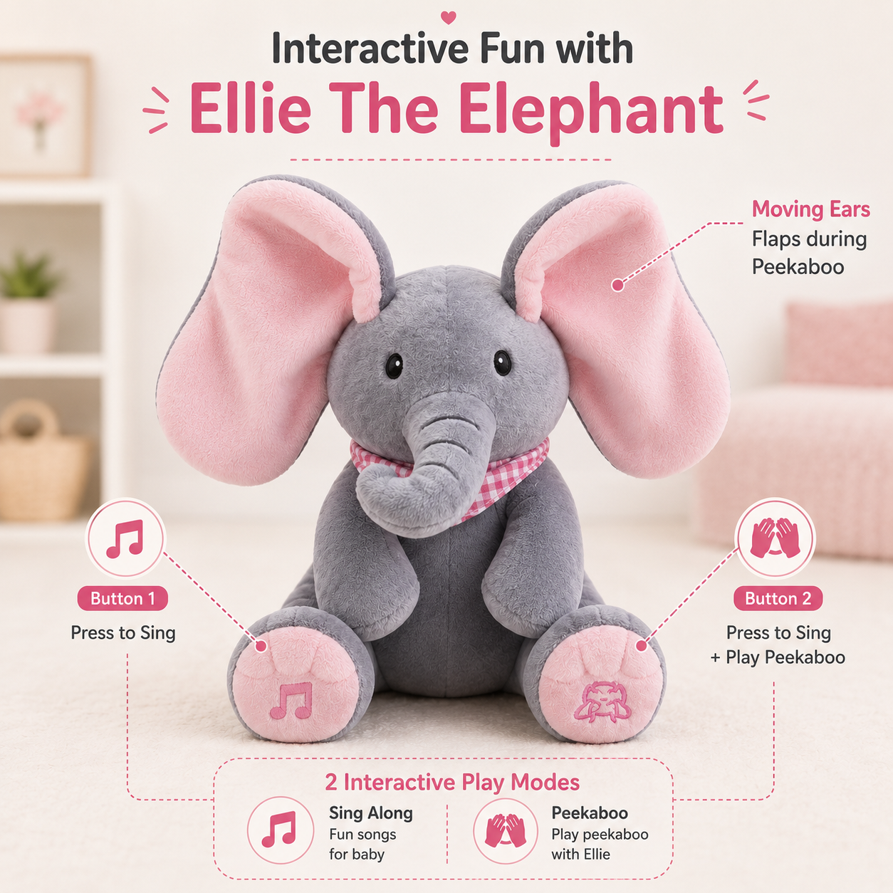 Soft Peek-a-Boo Elephant Toy for Kids