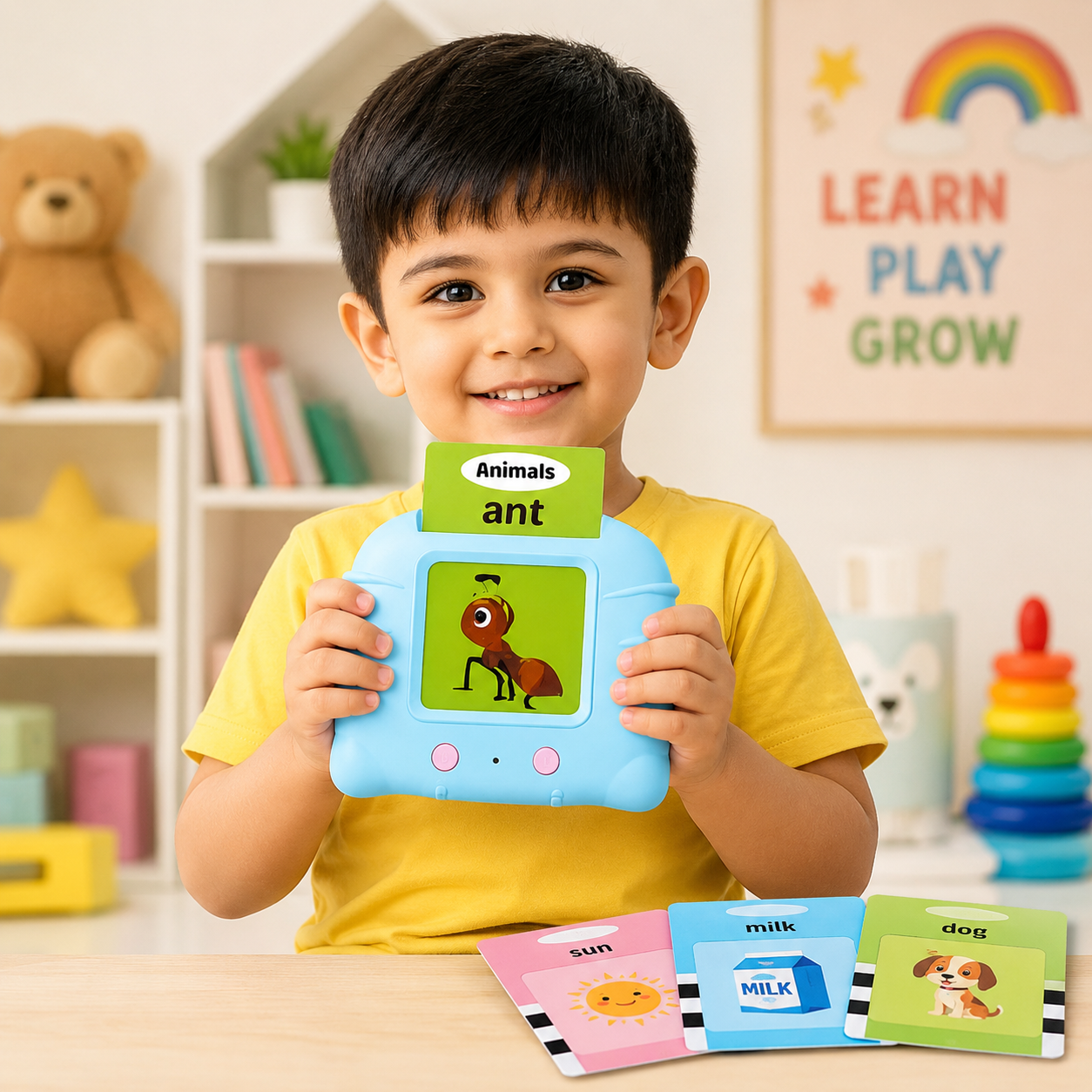 Smart learning cards with audio for toddlers