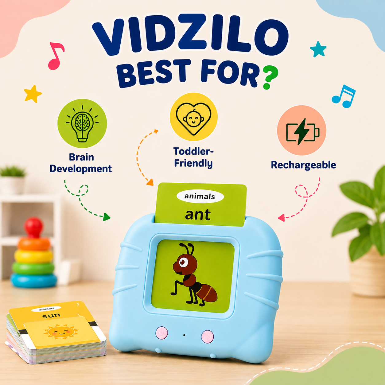 Kids educational flash cards with talking device