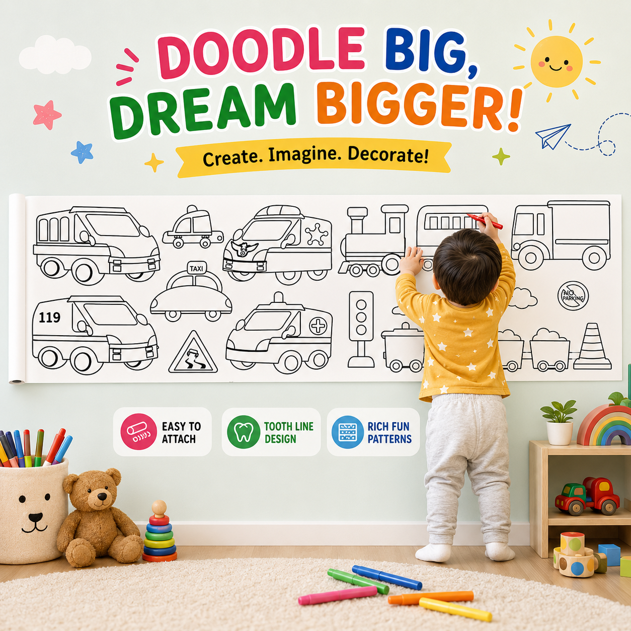 Kids Creative Coloring Activity Art Roll
