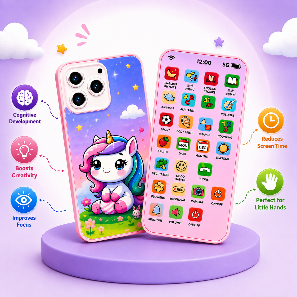 Child Playing with Interactive Learning Phone Toy