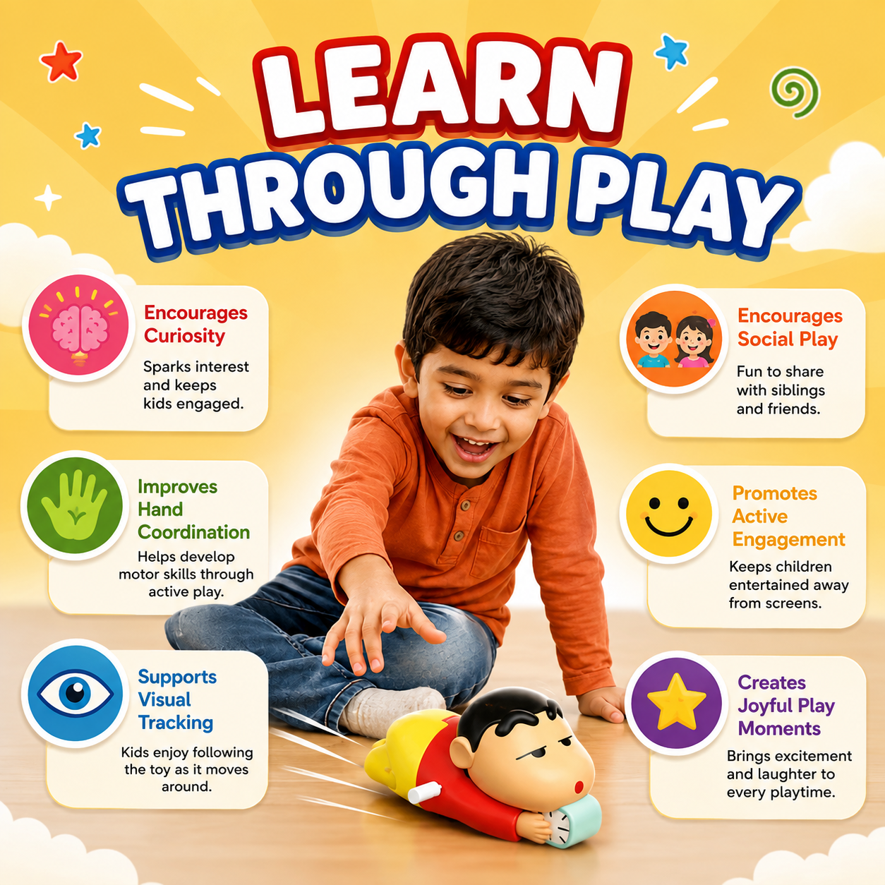 Interactive Crawling Shinchan Toy with Moving Action