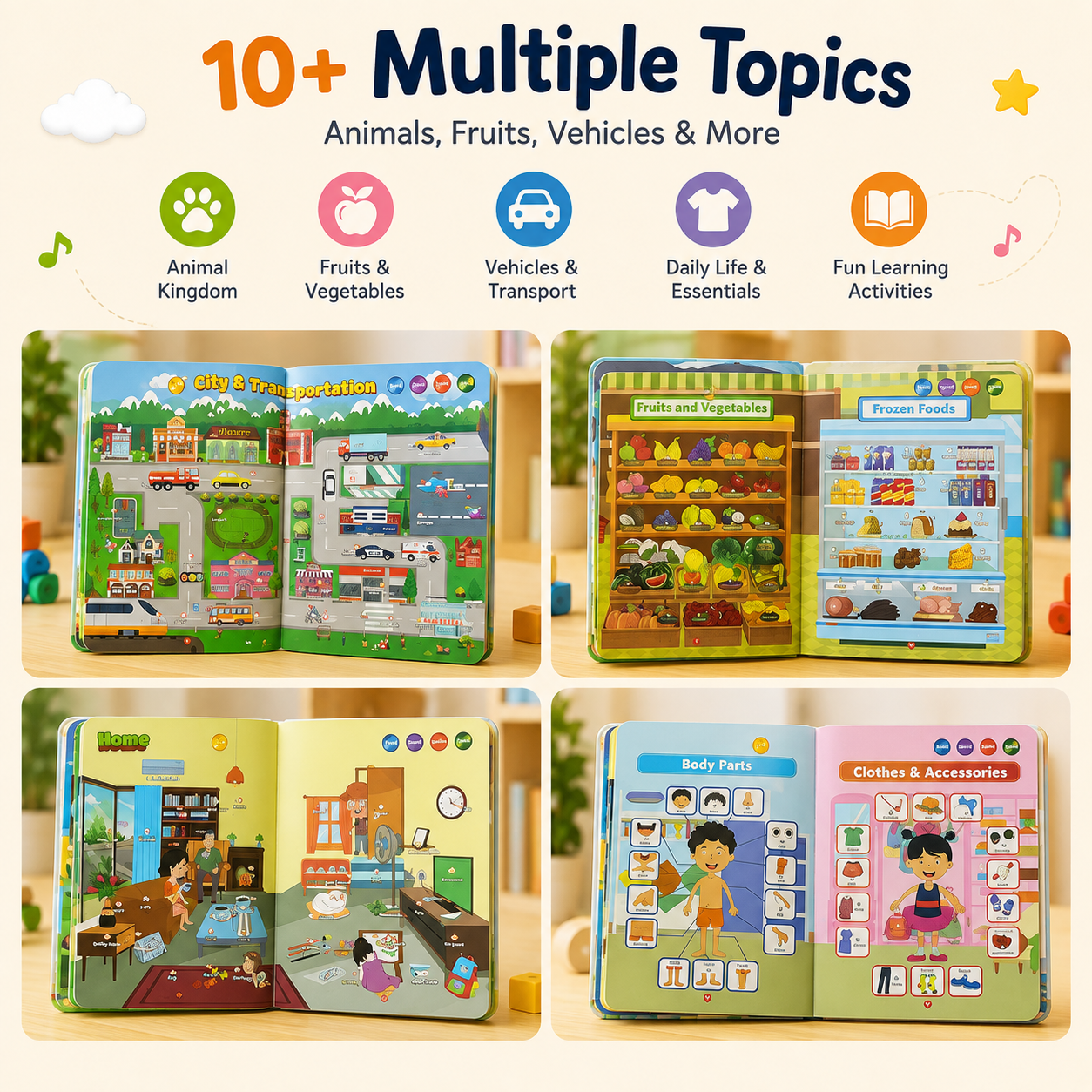 Kids interactive educational sound book