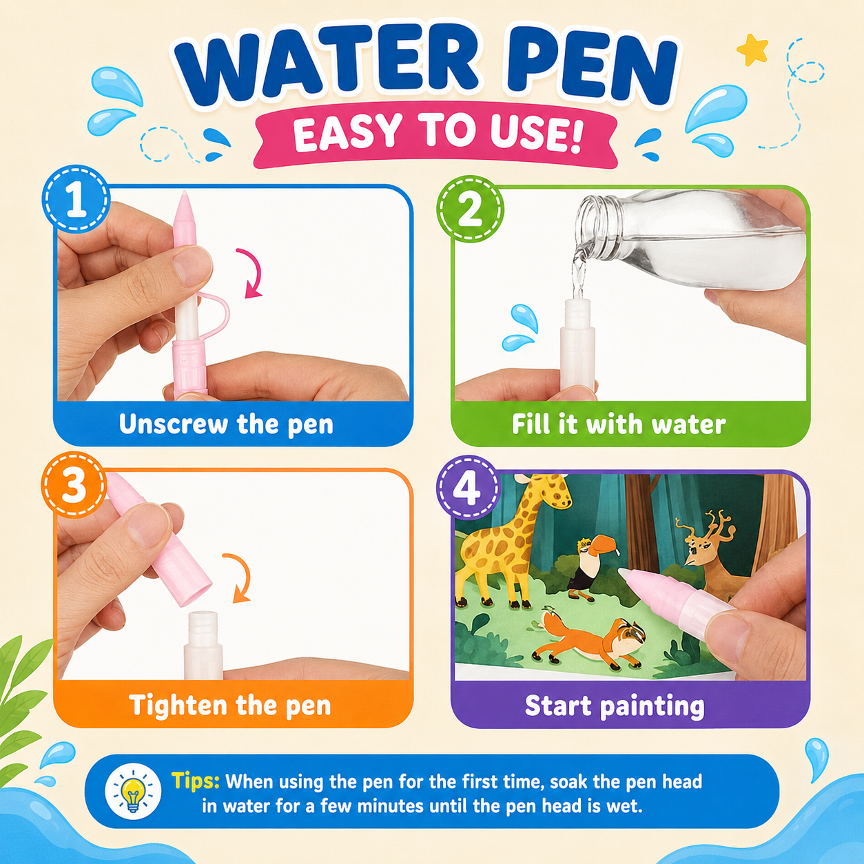 Mess-Free Water Drawing Book for Children