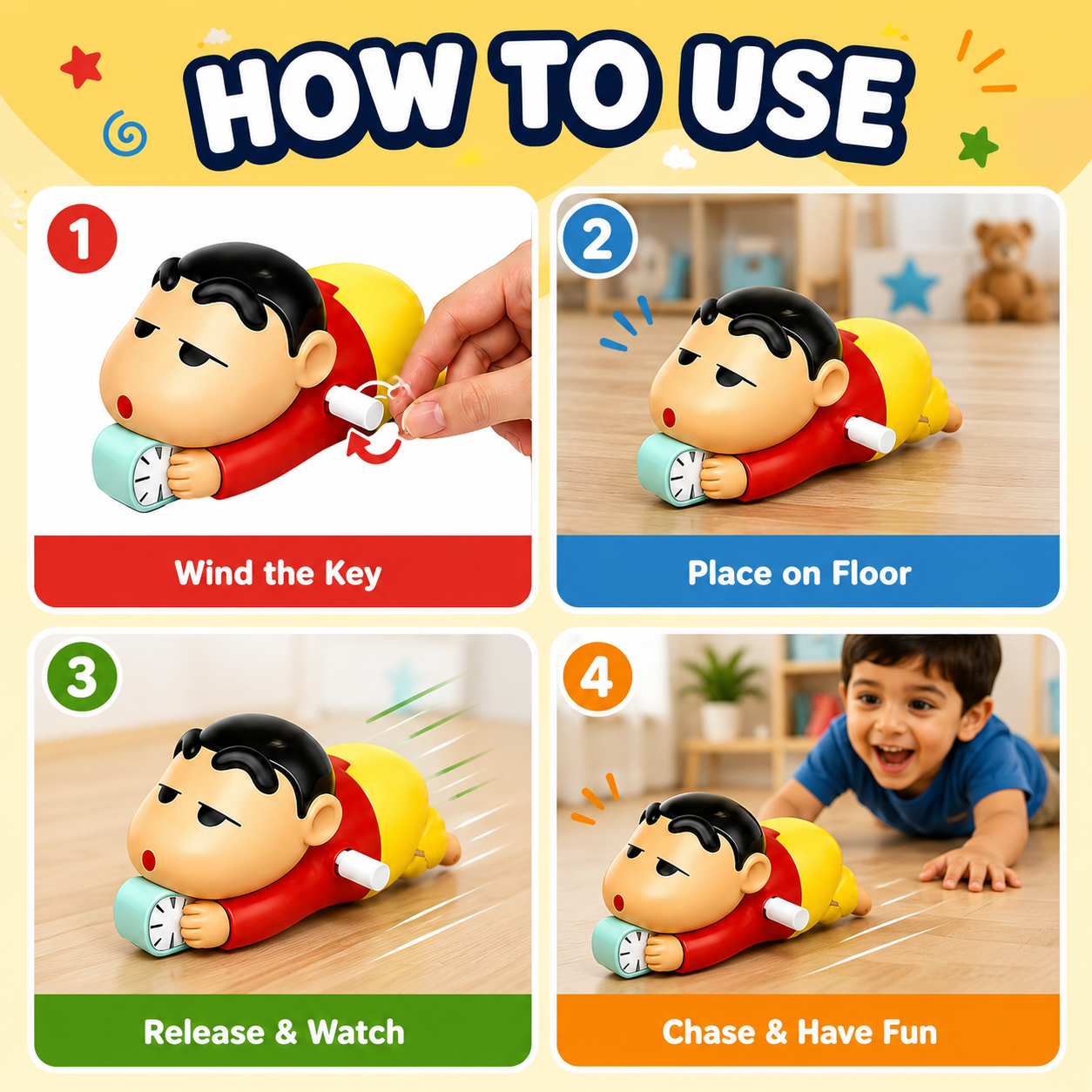 Cute crawling Shinchan character toy