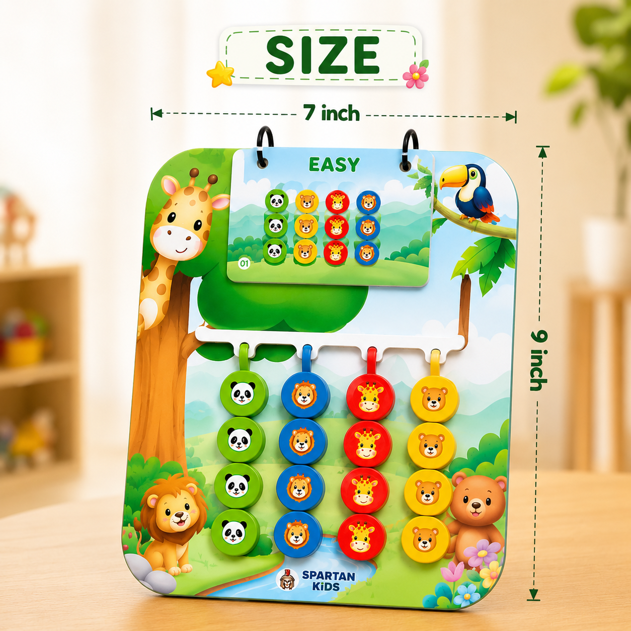 Montessori educational puzzle board with colourful pieces