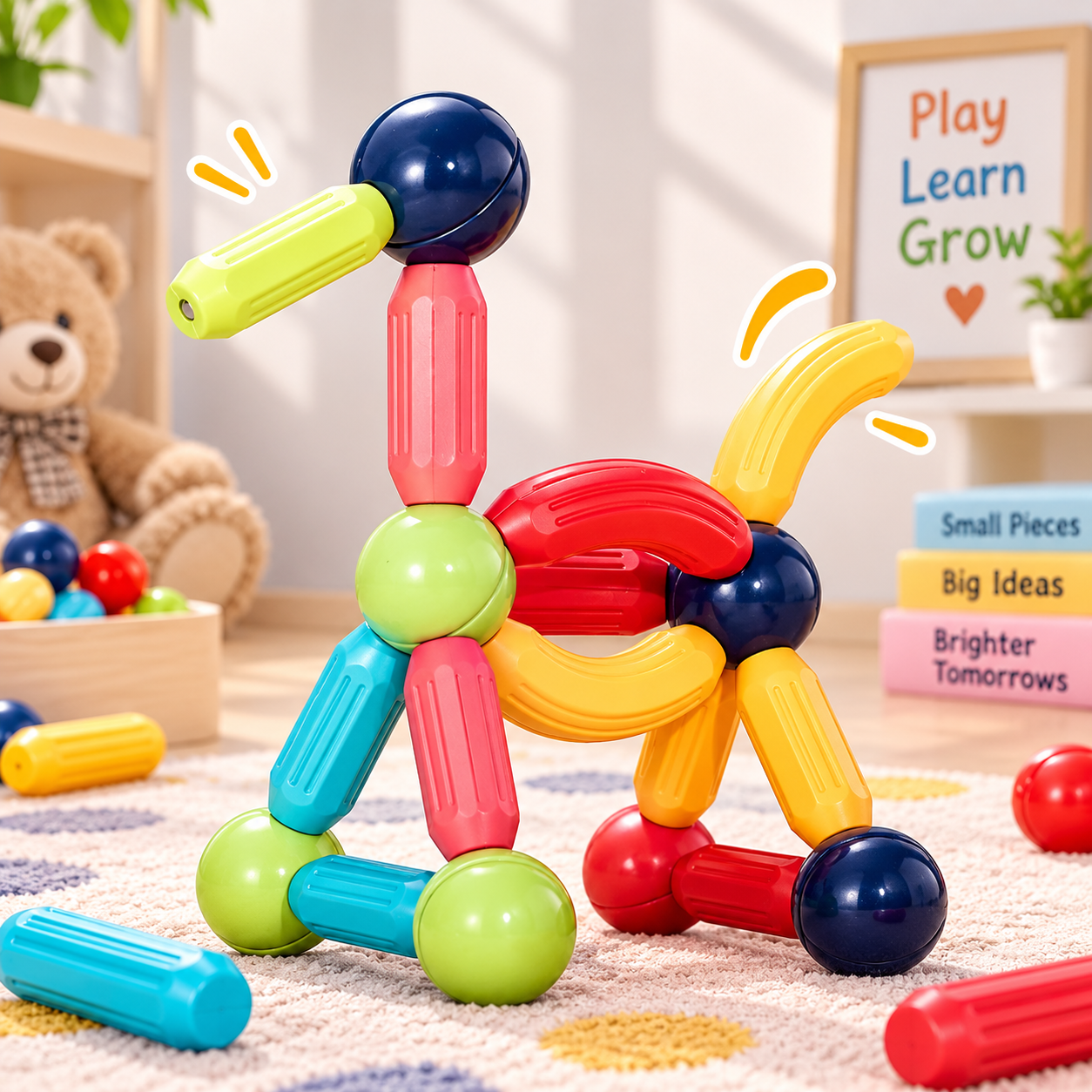 Kids magnetic sticks and balls building blocks set