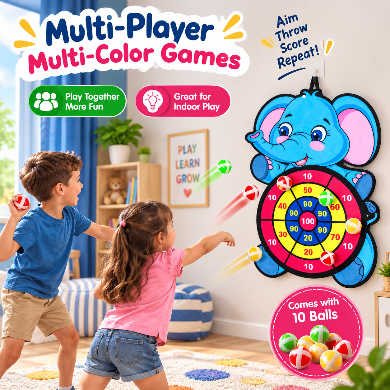 Elephant dart target board activity toy for children