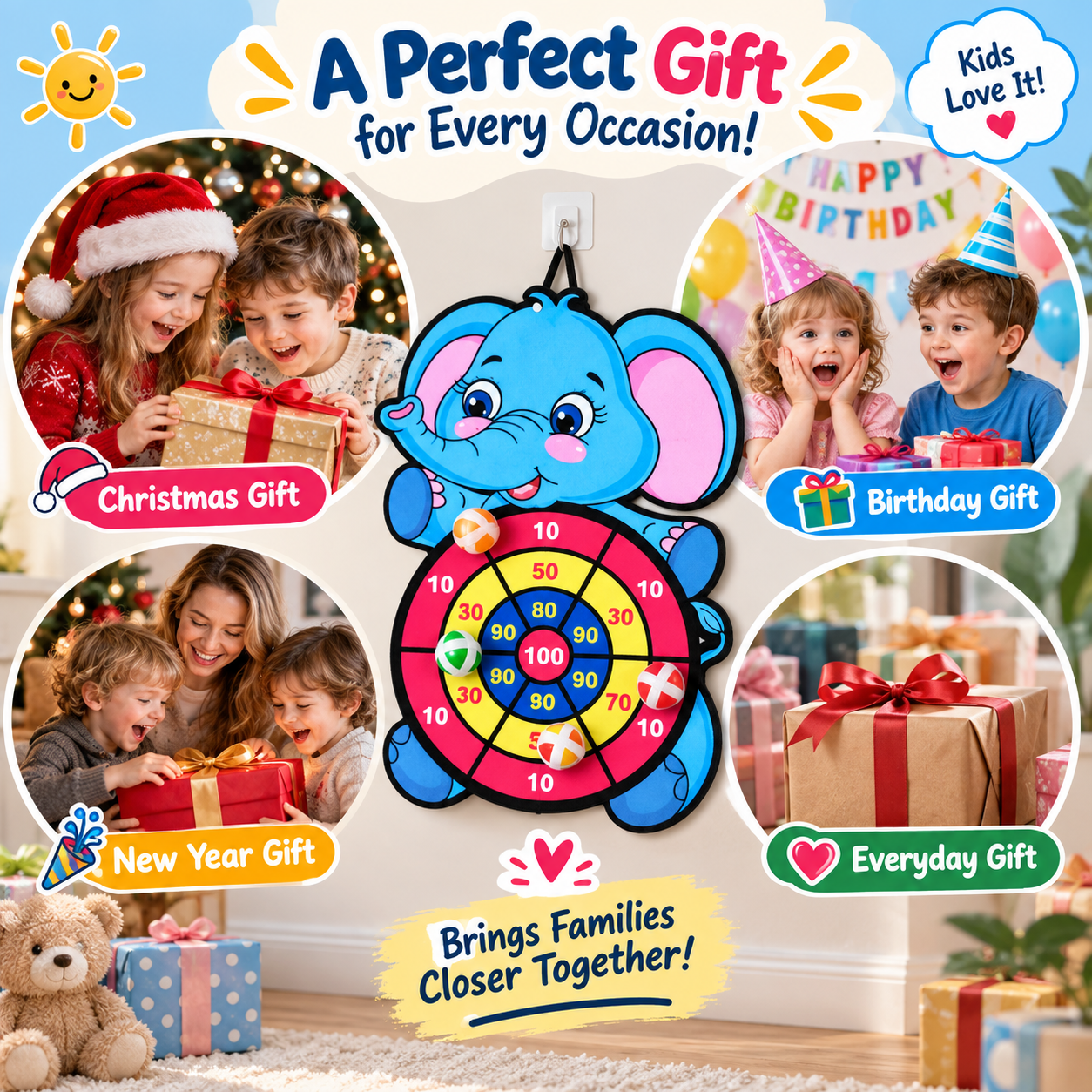 Large sticky ball dart board game for children