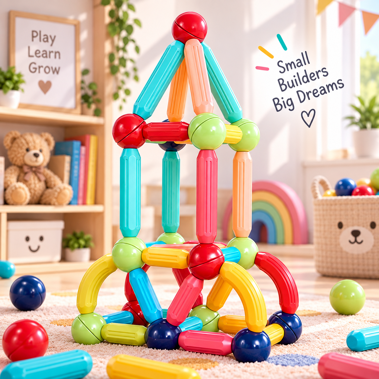 Magnetic building sticks and balls educational toy for kids