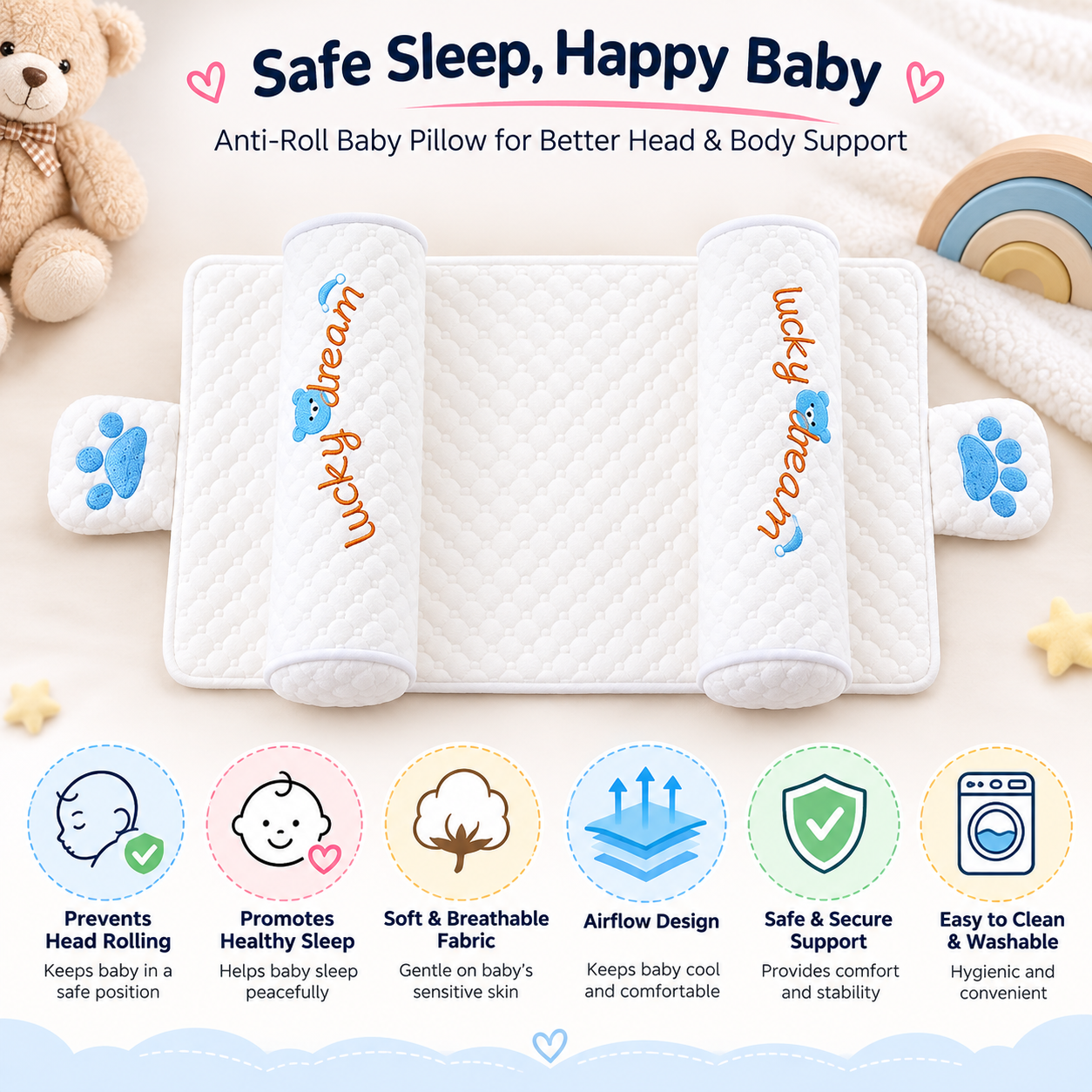 Lightweight soft support pillow for babies