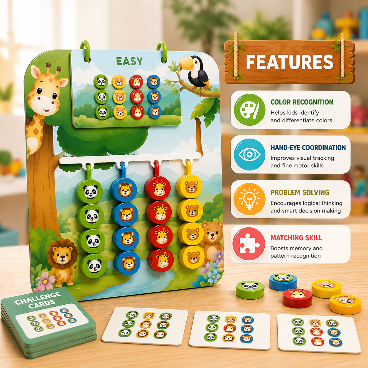 Wooden pattern matching puzzle board for children
