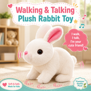 Walking and talking plush rabbit toy for kids