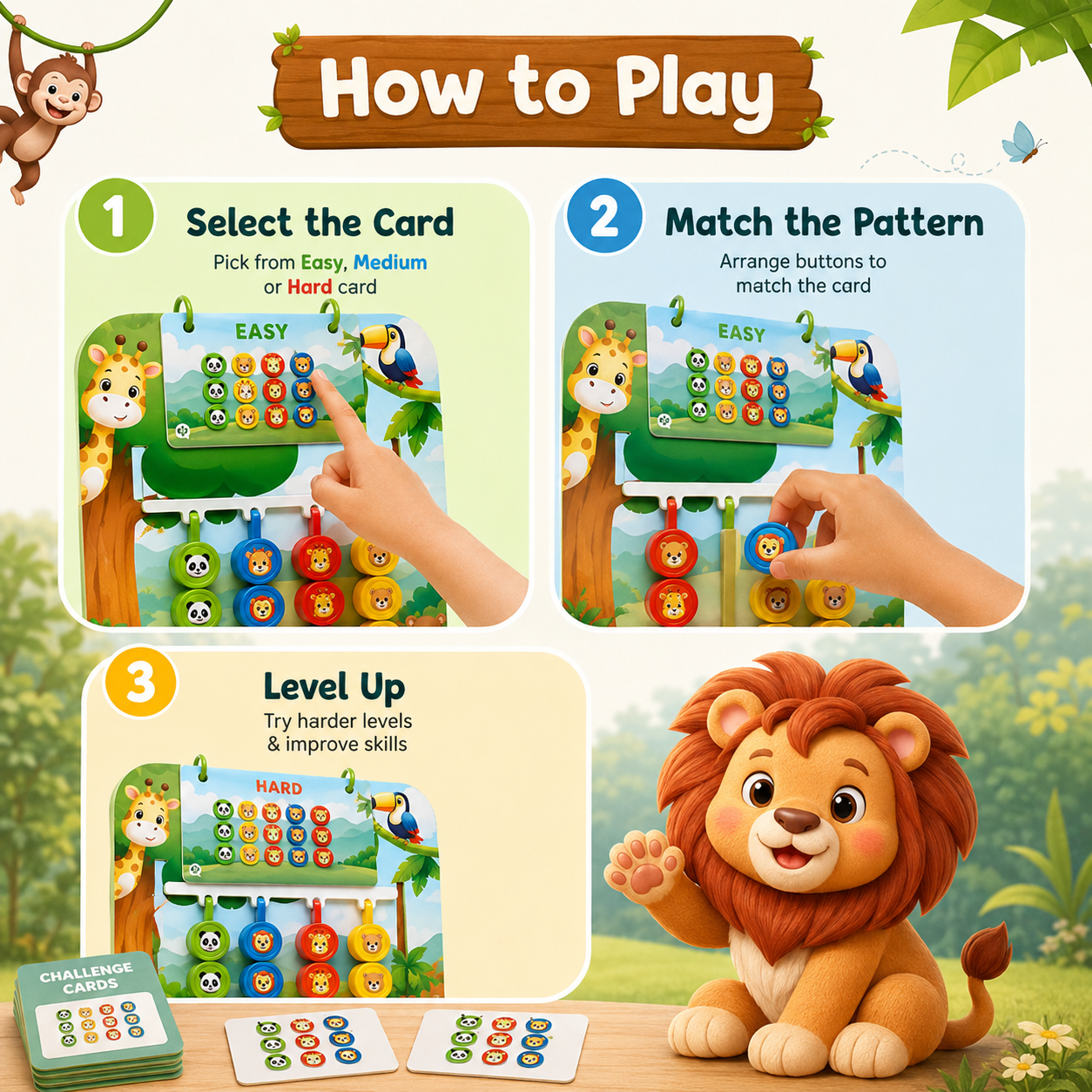 Pattern matching challenge card game for kids