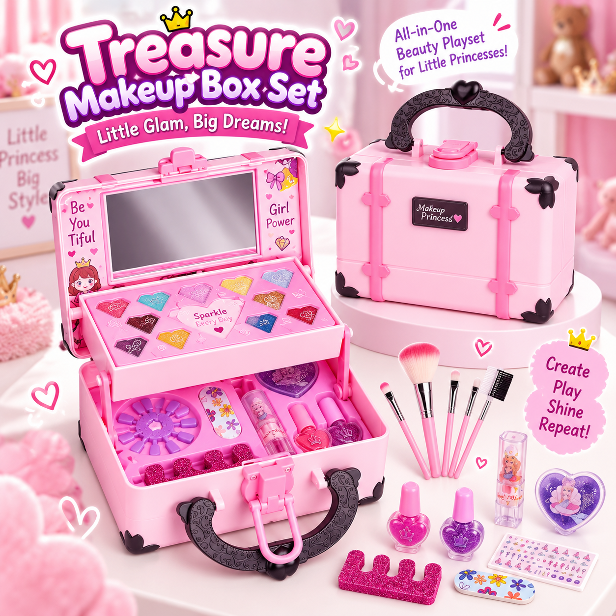 Treasure makeup box set pretend play kit for kids