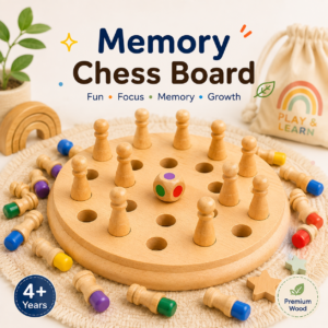 Wooden memory chess game for kids