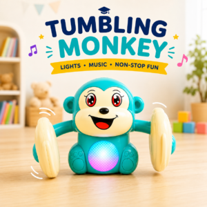 Tumbling monkey musical spinning and rolling toy for kids